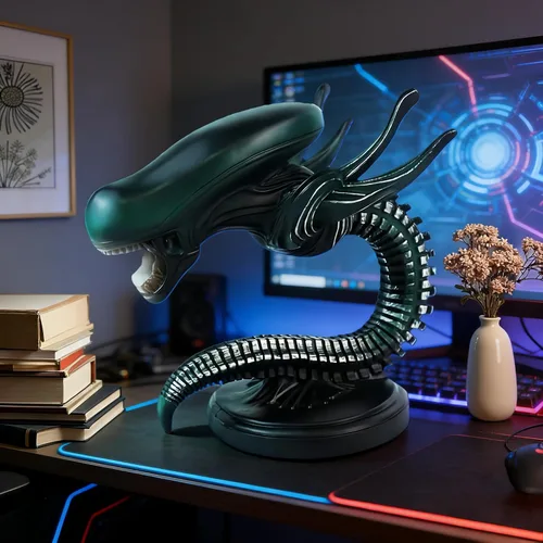 Vista 3 de Lámpara de escritorio Xenomorph Alien, lámpara decorativa para dormitorio y hogar, lámpara coleccionable Alien, lámpara decorativa para el hogar