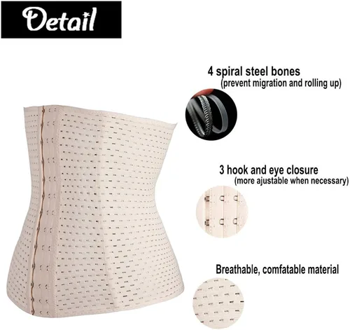 Vista 4 de Corsé de entrenamiento de cintura para mujer, moldeador de cuerpo, control de abdomen con ganchos ajustables