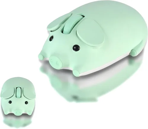 Vista 10 de elec Space Ratón inalámbrico con diseño de cerdo lindo modo dual Bluetooth y ratón USB, funcionamiento silencioso, ergonómico, perfecto