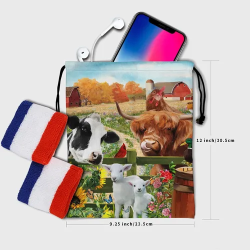Vista 20 de Bolsa de agarre de gimnasia de piel de animal, bolsa de gimnasia con cordón ajustable, bolsa de cuerda para fauna silvestre, Mariposas Galaxy
