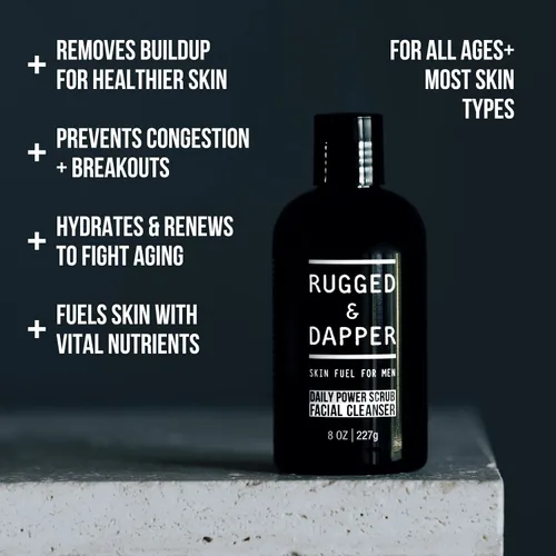 Vista 9 de RUGGED & DAPPER Crema facial Age Defense, limpiador facial diario Power Scrub facial, complejo de ojos de defensa de la edad