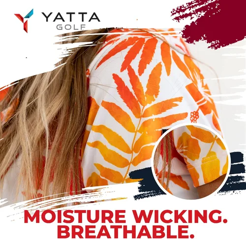 Vista 4 de YATTA GOLF Polo de golf para mujer, resistente a las arrugas, absorbe la humedad y cuello en V para mujer