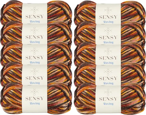 Vista 11 de Sensy Roving - Ovillo de lana multicolor, 3.5 onzas, 132 yardas, calibre 5, voluminoso (otoño)