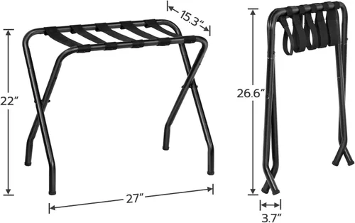 Vista 6 de HOOBRO Portaequipajes, soporte plegable de metal para maleta para habitación de invitados, soporta hasta 100 libras, 27 x 15.3 x 22 pulgadas, marco