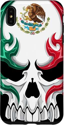 Vista 11 de Funda para iPhone 17 con diseño de bandera de México, diseño tribal de calavera mexicana