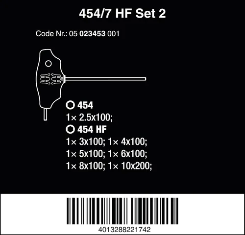 Vista 2 de 454/7 HF Set 2 Screwdrvr set T-handle Hex-Plus 7 pcs