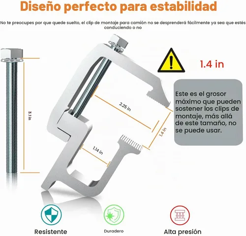 Vista 2 de ovsor Paquete de 4 abrazaderas plateadas para caravana, juego de montaje de Negro