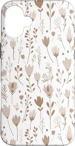 Vista 23 de Floral Flowers Wildflowers Garden Botanical Love Beige White Case for iPhone 16