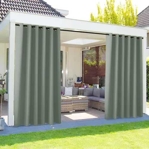 Vista 108 de NICETOWN Cortina para Exteriores para Patio Impermeable de 84 Pulgadas de Ancho, Aislamiento Térmico con Ojales Antioxidantes Bloqueo UV Cortina