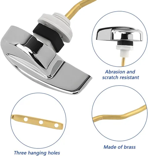 Vista 3 de Kit universal de repuesto para mango de inodoro con aleta universal de 2 pulgadas, cadenas de acero inoxidable, palanca de viaje de inodoro