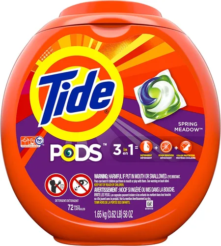Vista 26 de Tide PODS detergente para ropa en cápsulas, removedor de manchas 3 en 1, combatiente de olores, protector de color, 42 unidades, compatible con HE
