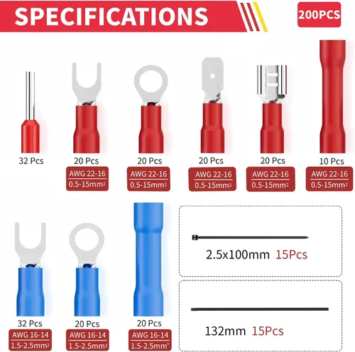 Vista 11 de Juego de herramientas para pelacables de 201 piezas, herramienta automática autoajustable de 8 pulgadas para AWG 10-24, pelacables automático 3