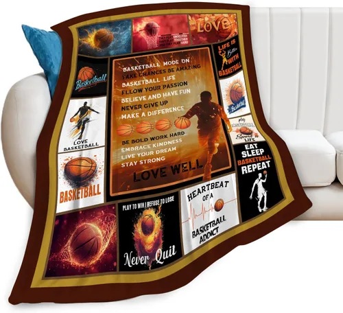 Vista 7 de Manta de Baloncesto Deportiva Manta de Tiro de Baloncesto Regalos para Jugadores Niños Niñas Adultos Mujeres Hombres Súper Suave Cómoda Felpa