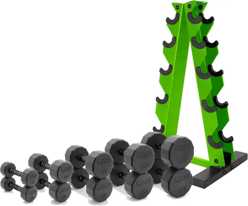 Vista 26 de CAP Barbell Juego de mancuernas hexagonales recubiertas de 150 libras con estante vertical Múltiples opciones