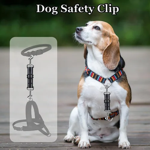 Vista 2 de Correa de seguridad para perro con clip de respaldo para collar de bañera, correa de seguridad de respaldo para perro, ajustable, reflectante