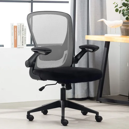 Vista 8 de Silla de oficina en casa, silla de escritorio ergonómica, silla de computadora de malla, sillas cómodas con respaldo medio con soporte lumbar