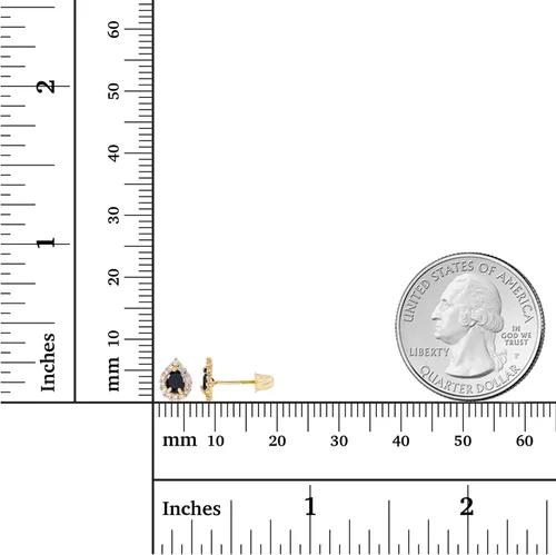 Vista 4 de Aretes de tuerca de oro macizo de 14 quilates de 0.276 x 0.197 in en forma de pera natural con piedra natal para mujer, aretes de corte de pera