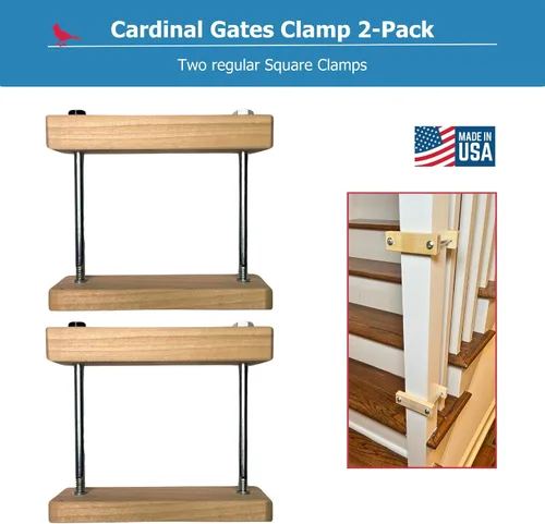 Vista 2 de Cardinal Gates Abrazadera cuadrada SC para puertas de seguridad, adaptador de barandilla de puerta de bebé sin orificios, kit de montaje de puerta