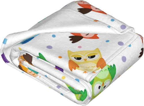 Vista 2 de Manta de Tiro de Búho Lindo Mantas de Cama Suaves Manta de Vellón de Franela de Felpa Ligera y Acogedora para Sofá Sillón Dormitorio 50"x40" Pequeña
