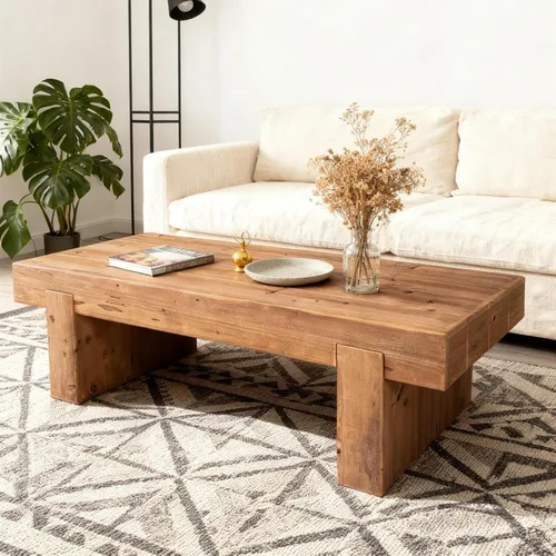 Vista 10 de SSLine Mesa de Centro de Madera Maciza de 47.6 Pulgadas Mesa de Centro Rectangular para Sala de Estar, Mesas de Centro de Cóctel Estilo Granja