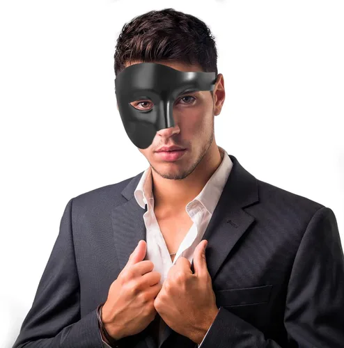 Vista 4 de Máscara de Halloween para hombre, disfraz de fantasma de la ópera, máscara de media cara para pareja