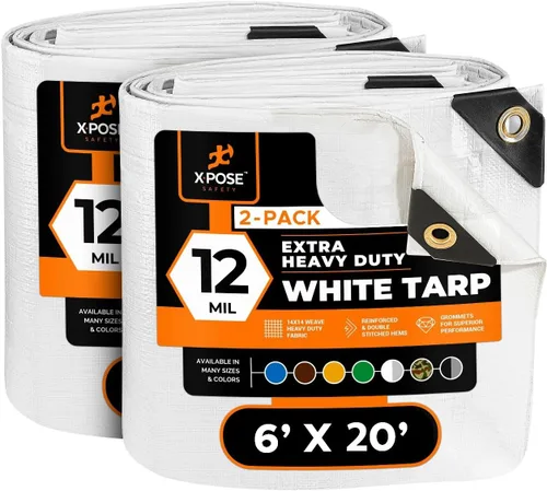 Vista 150 de Xpose Safety Lona protectora de polietileno plateado resistente de 5 x 7 pies - Funda protectora multiusos - Duradera, resistente al agua