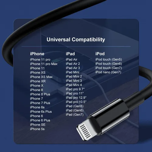 Vista 7 de Paquete de 3 cargadores de Apple para iPhone 12 y 11 de 10 pies, [certificado Apple MFi], cable de carga Lightning a USB de 10 pies, cable de carga