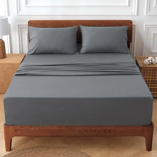 Vista 10 de HYPREST Deep Pocket Queen Sheets 100% Cotton Extra Deep 18-24 Inch Grey 4pc Gris