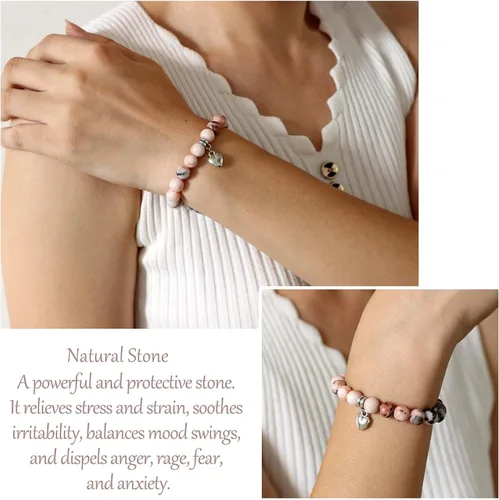 Vista 3 de Risyfjew Regalos para mujeres, pulseras curativas de piedra natural, regalos inspiradores para mejores amigas, hermana, mamá, niñas y ella