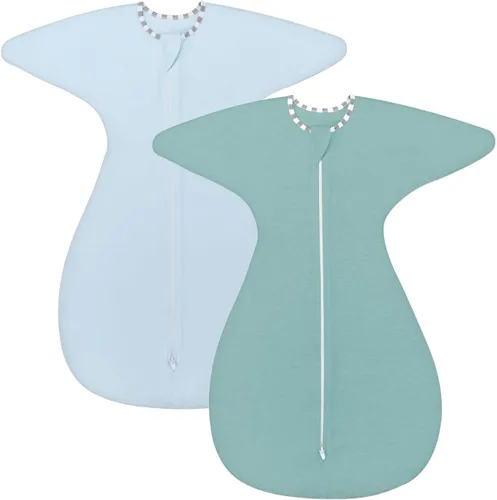 Vista 17 de ZIGJOY Shark-Fin - Manta de transición para recién nacido, 0.5 tog de rayón hecho de bambú, saco de dormir para bebé, manta con cremallera de 2