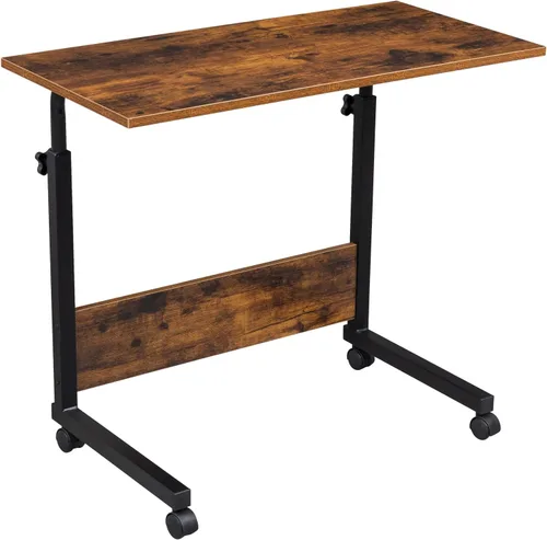 Vista 9 de Mesa auxiliar móvil ajustable con ruedas, mesa auxiliar para sofá con ruedas, mesa auxiliar de sofá en forma de C, escritorio sobre la cama, mesita