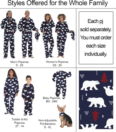 Vista 2 de SleepytimePJs - Pijama familiar de Navidad a juego enterizo de vellón con capucha y pies