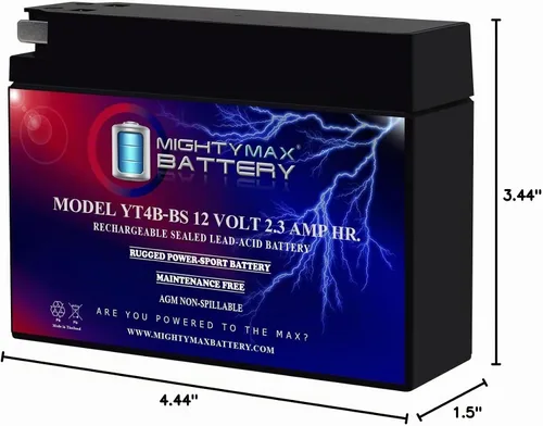 Vista 8 de Mighty Max Batería YT4B-BS - 12 V 2.3 AH, 25 CCA, Batería SLA AGM para Motocicleta Recargable Libre de Mantenimiento