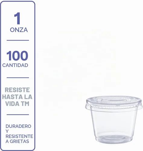 Vista 2 de GUSTO - Vasos de gelatina de 1 oz con tapas [100 unidades] Recipientes para condimentos