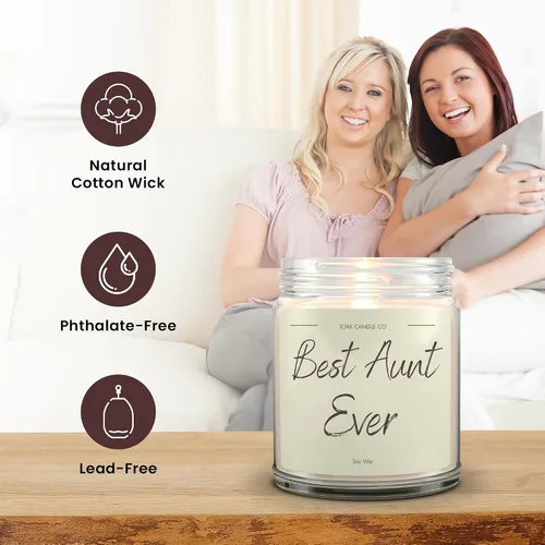 Vista 4 de 1OAK Vela para Tía - Mejores Regalos para Tía para Navidad de Sobrina, Sobrino - Velas con Aroma de Vainilla - Mejores Regalos para la Mejor Tía