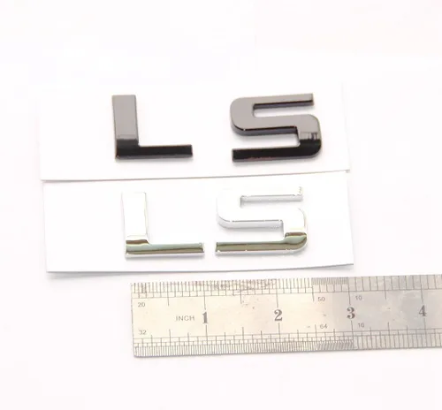 Vista 4 de Yoaoo Paquete de 2 emblemas de placa de identificación de la letra LS de color negro OEM compatible con Silverado Tahoe Sierra Suburban Glossy