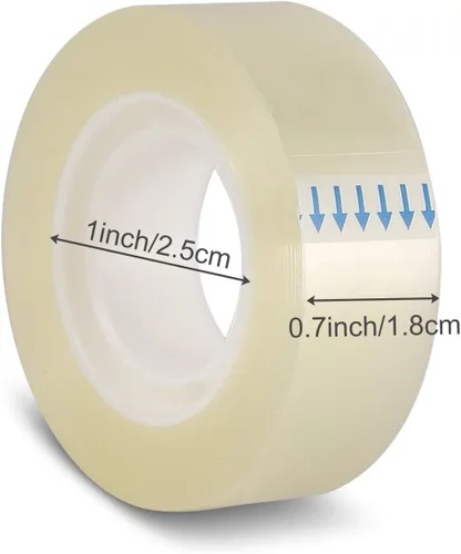 Vista 5 de Cinta transparente KIDMEN, cinta transparente para oficina, hogar, escuela, 5 rollos dispensados, 0.7" x 1300