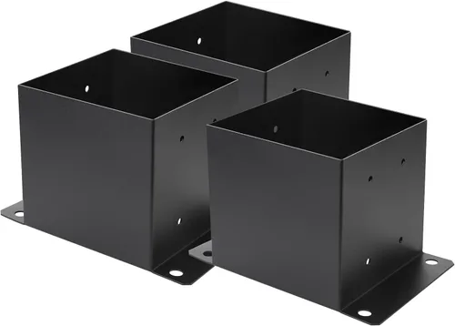 Vista 10 de Base de poste de 6 x 6 piezas, tamaño interior de 5.6 x 5.6 pulgadas, base de poste de cubierta de metal resistente con recubrimiento de polvo