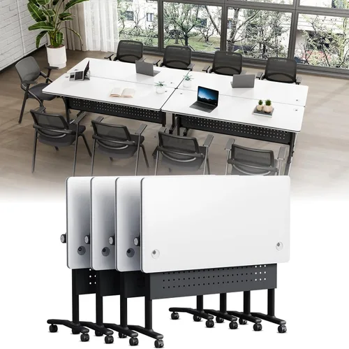 Vista 32 de Folding Conference Table with Wheels, Modular Foldable Conference Room Training Tables for Training Rooms, Flip Top Mobile Rolling Meeting Seminar