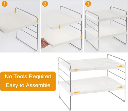 Vista 9 de Paquete de 2 organizadores de despensa y almacenamiento, organizador expandible de papel de aluminio y envoltura plástica, estante organizador