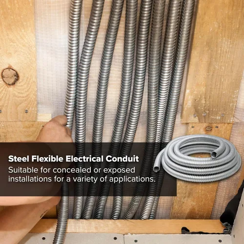 Vista 7 de Maxxima Conducto flexible de acero galvanizado de 1 pulgada x 25 pies, rollo eléctrico de 25 pies de Greenfield Greenfield Electrical, rollo de 25