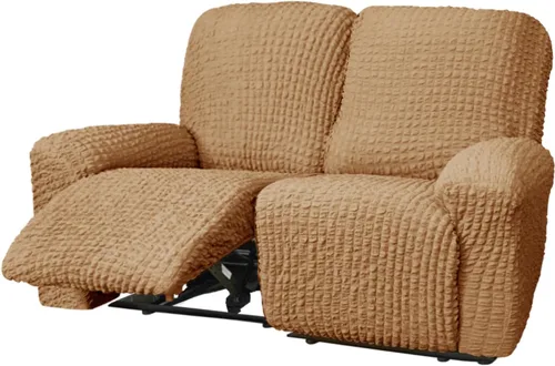 Vista 21 de vctops 4 fundas para sillas reclinables con textura de sirsaca a cuadros, suaves y elásticas, protector de muebles antideslizante con parte inferior