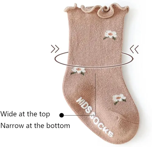 Vista 5 de FYLuoke Calcetines de encaje con volantes para bebé, calcetines de uniforme para niñas, calcetines casuales de algodón, lindos con volantes