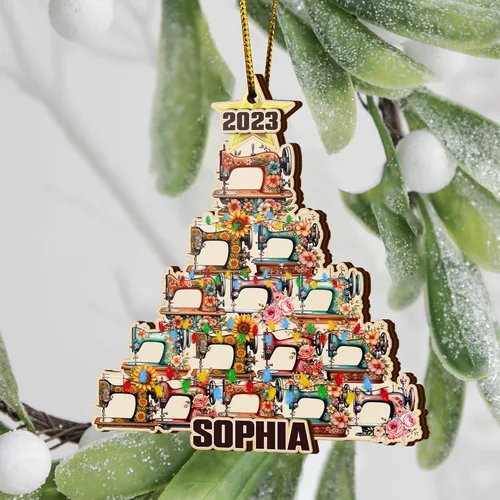 Vista 8 de V VIBEPY Adornos de costura personalizados impresos en todas partes, adornos de Navidad de costura, adornos de edredón, adornos de 3.5 pulgadas, 3