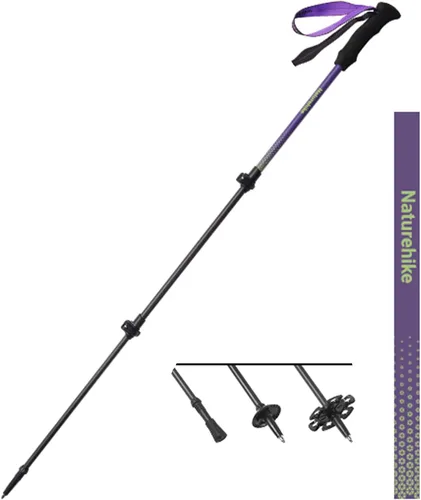 Vista 10 de Naturehike - Bastón de trekking de fibra de carbono 3K plegable y telescópico de 3 secciones ultraligero para mujeres y hombres, bastón