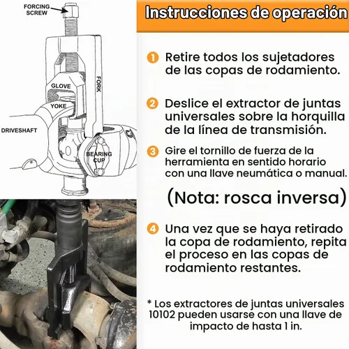 Vista 6 de E-cowlboy 10102 Extractor de Juntas Universal de Servicio Pesado Clase 6-8 y 5192 Herramienta Instaladora de Copas de Rodamiento Extractor de Juntas