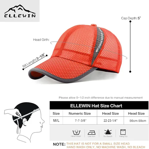 Vista 4 de ELLEWIN Unisex Breathable Full Mesh Baseball Cap Quick Dry Running hat Lightweight Cooling Water Sports Hat