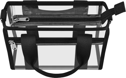 Vista 4 de Bolsa transparente para eventos de estadio, 12 x 6 x 12 pulgadas, bolsa de estadio con bolsillo transparente para mujer, bolsa de plástico