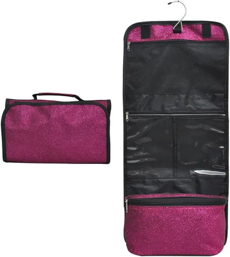 Vista 14 de NGIL Neceser colgante de viaje con purpurina para animadoras y equipos de baile, organizador de artículos de tocador y neceser para mujer, bolsa
