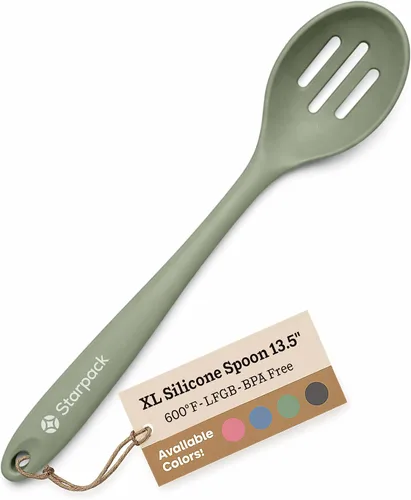 Vista 12 de Starpack - Cuchara ranurada de silicona «Let it Drain» (10.6 pulgadas), cuchara pequeña con ranuras para cocinar, resistente al calor hasta 600 °F